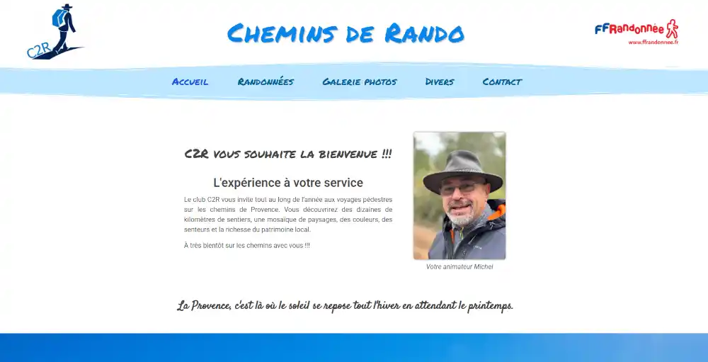 Image du projet C2R - Chemins de rando - Mise en place du site Wordpress du club de randonnée pédestre C2R à Marseille....