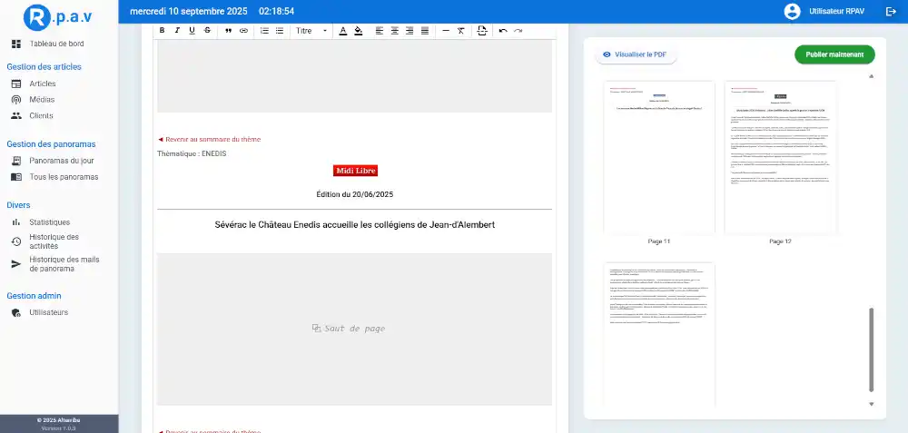 Image du projet RPAV - Refonte complète de la plateforme de veille presse personnalisée de RPAV afin de remplacer un systèm...