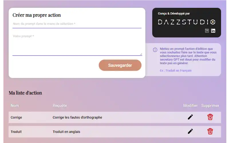 Image du projet Secretary GPT - Conception d'une extension Google Chrome intégrant ChatGPT pour aider à des actions rapides en menu ...